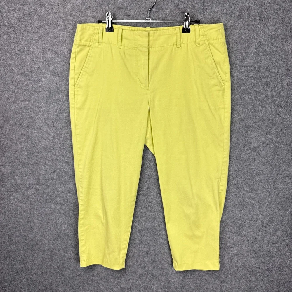Talbots Cropped Pants 10P Yellow Stretch Cotton Chino Capri Petites